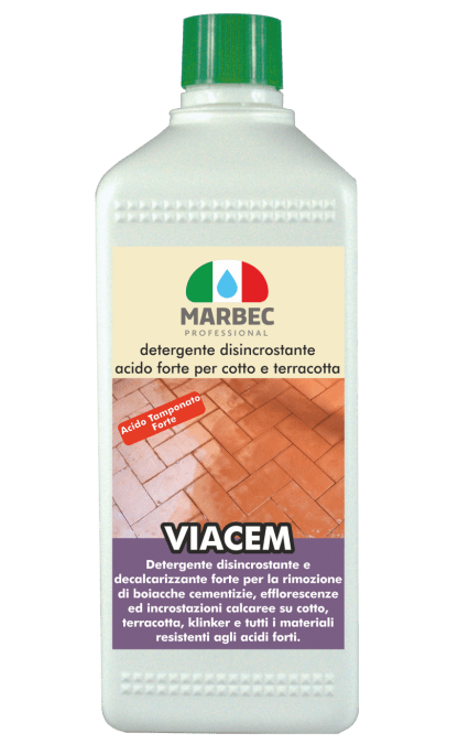 Marbec VIACEM 1LT | detergente disincrostante acido forte per cotto e terracotta.