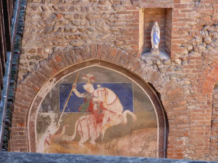 Uno degli affreschi del castello di Rivalta