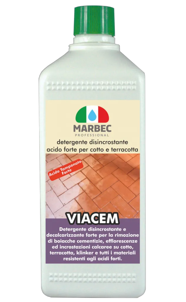 Marbec - VIACEM 1LT | detergente disincrostante acido forte per cotto e terracotta