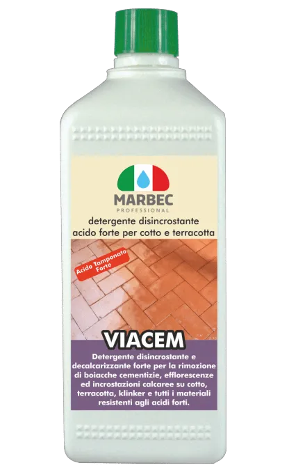 Marbec VIACEM 1LT | detergente disincrostante acido forte per cotto e terracotta.