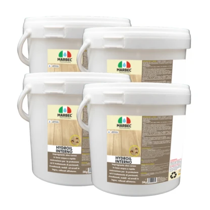 Marbec - HYDROIL INTERNO 5KGX4PZ Water-based impregnating oil for floors and interior wooden furniture.