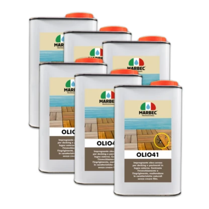 Marbec - OLIO41 1LTX6PZ Oleo-waxy impregnation specific for decking and outdoor wood floors.