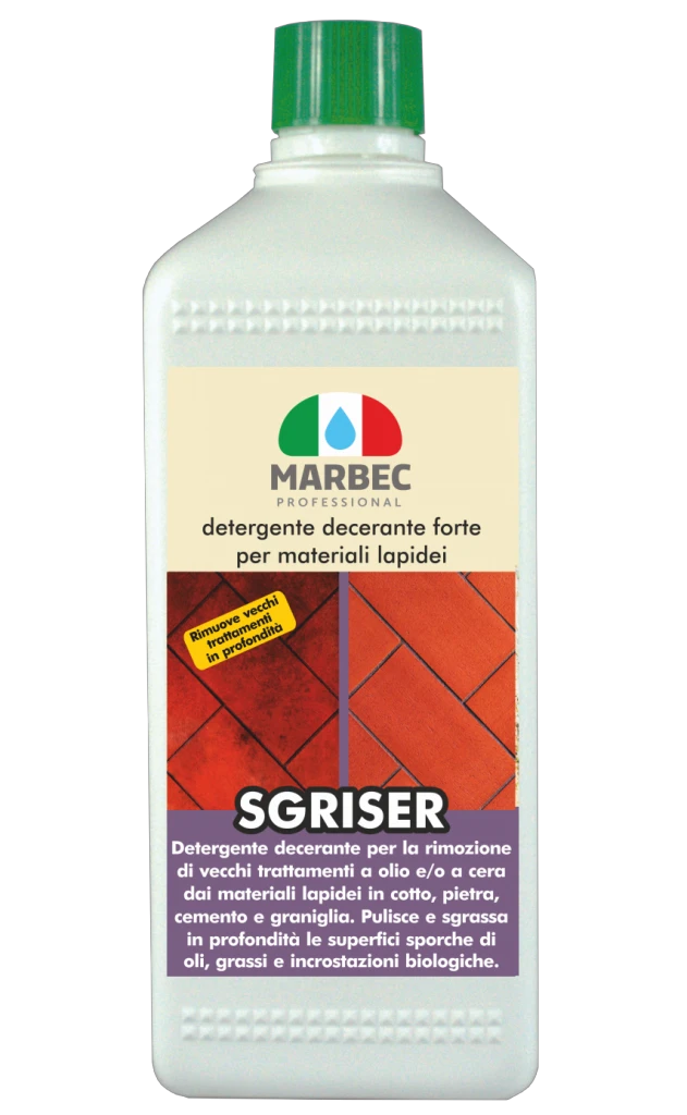Marbec SGRISER 1LT | detergente para quitar la cera fuerte para materiales de piedra