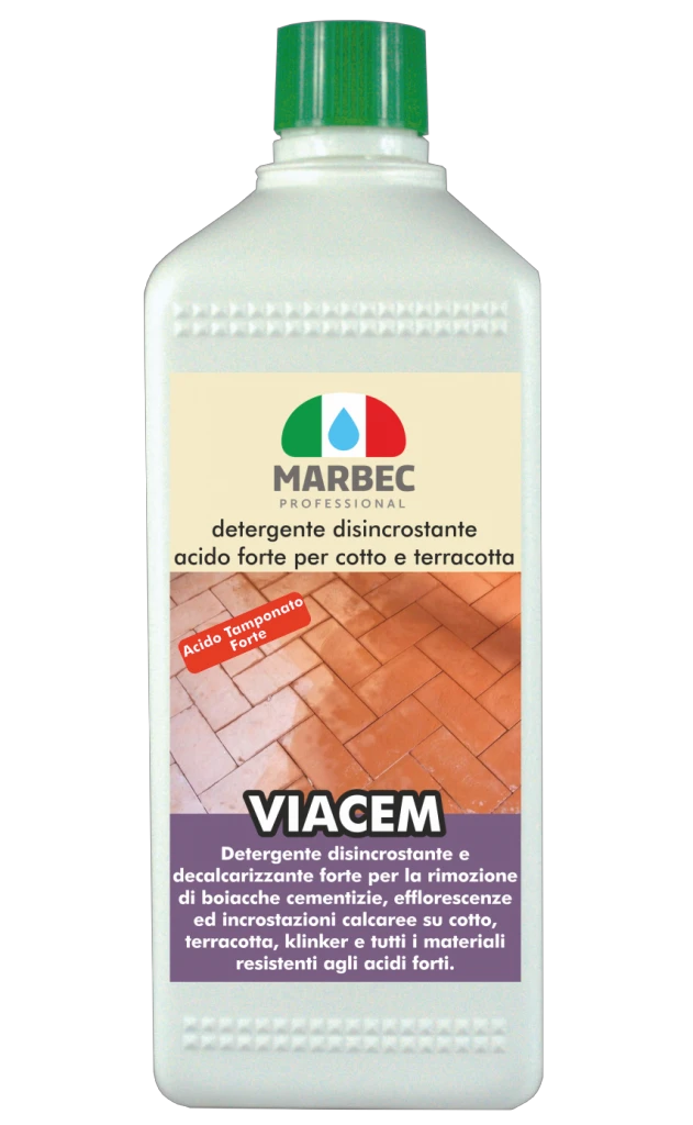 Marbec - VIACEM 1LT | strong acid descaling detergent for cotto and terracotta