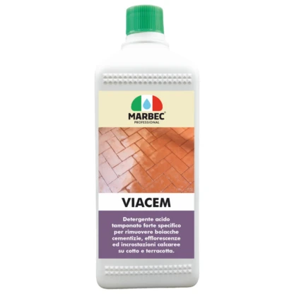 Marbec- VIACEM 1LT Détergent acide tamponné pour le lavage détartrant après le travail des surfaces en terre cuite.