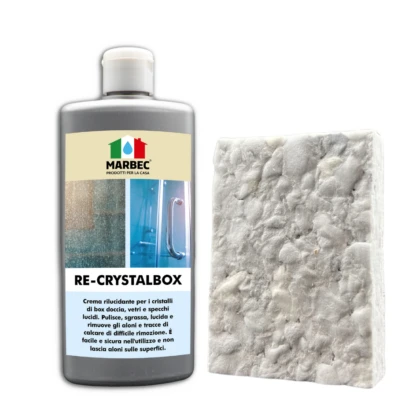 Marbec RE-CRYSTALBOX 250GR Crème de brillance pour cristaux de cabine de douche, verres et miroirs brillants