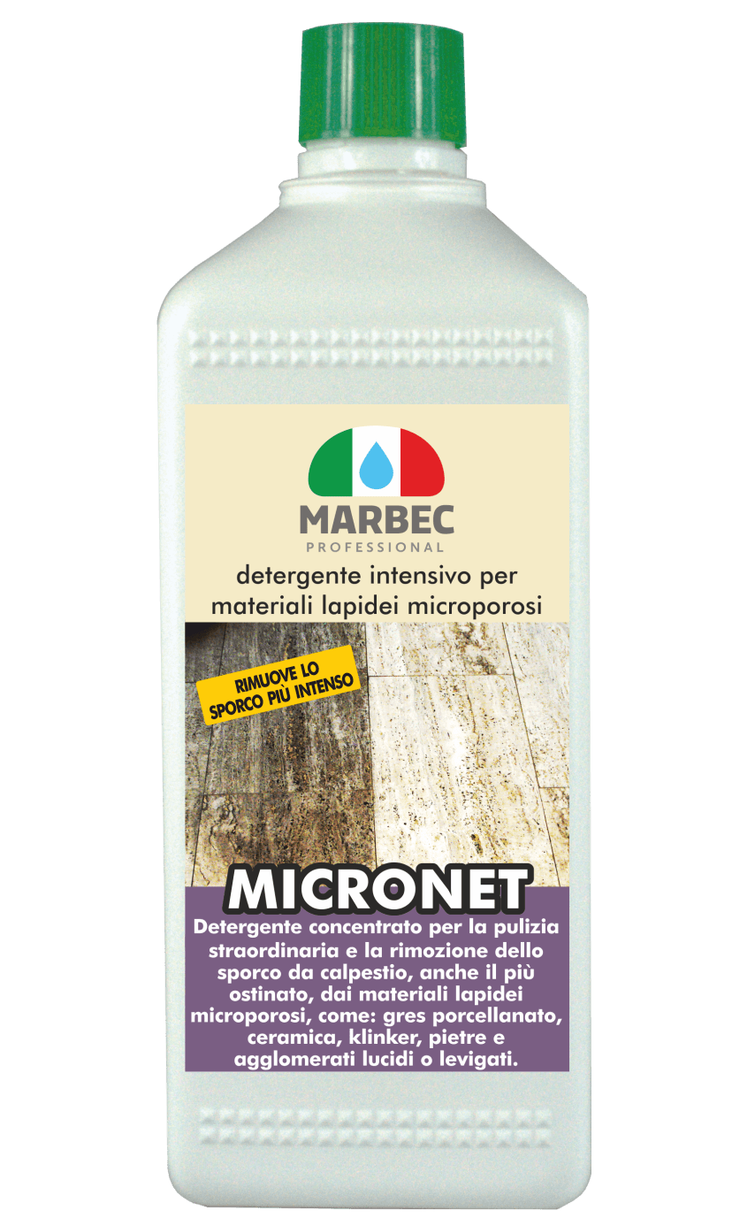Marbec MICRONET 1lt | Detergente intensivo per materiali lapidei microporosi