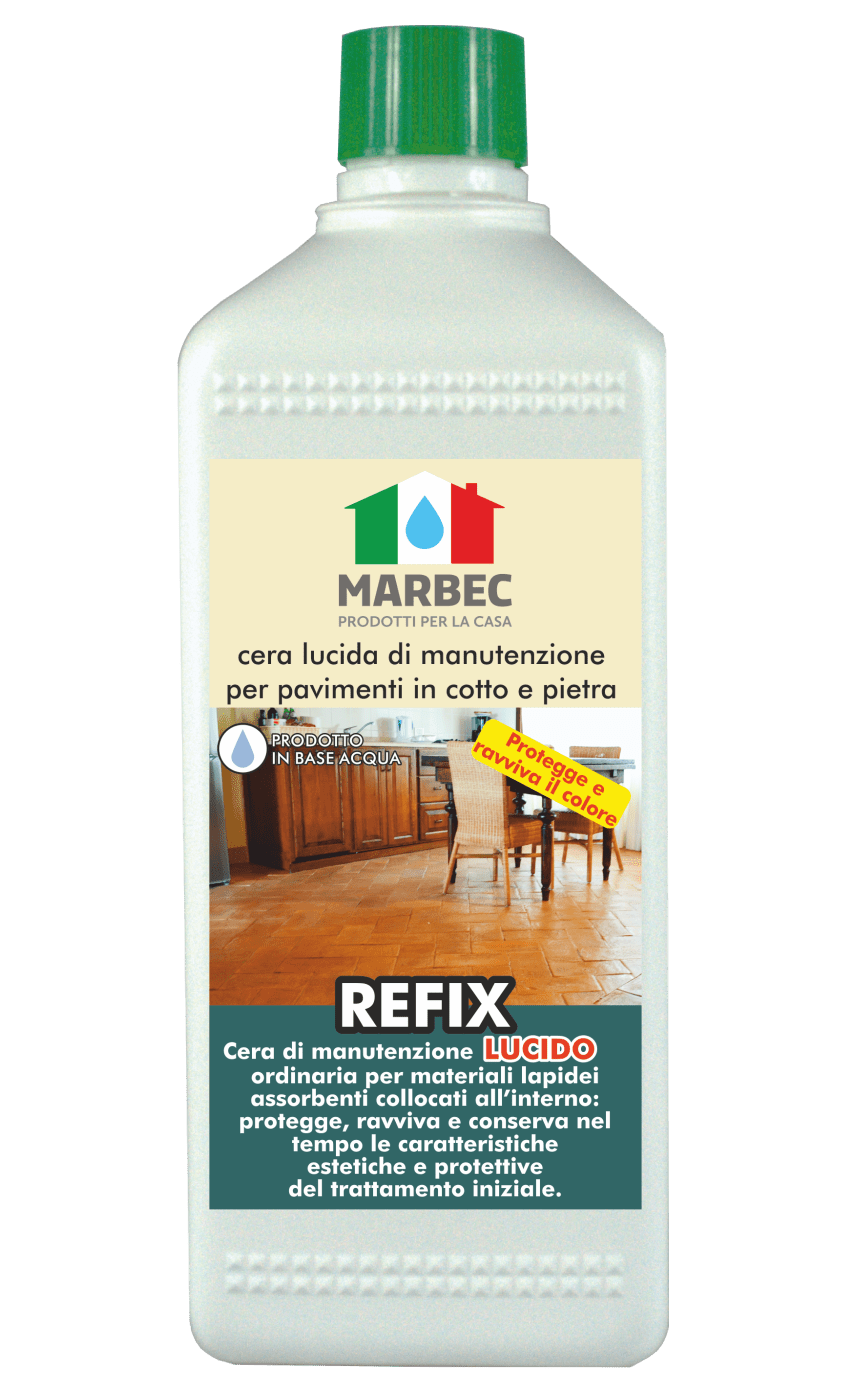 Marbec REFIX LUCIDO 1LT | cera lucida di manutenzione  per pavimenti in cotto e pietra