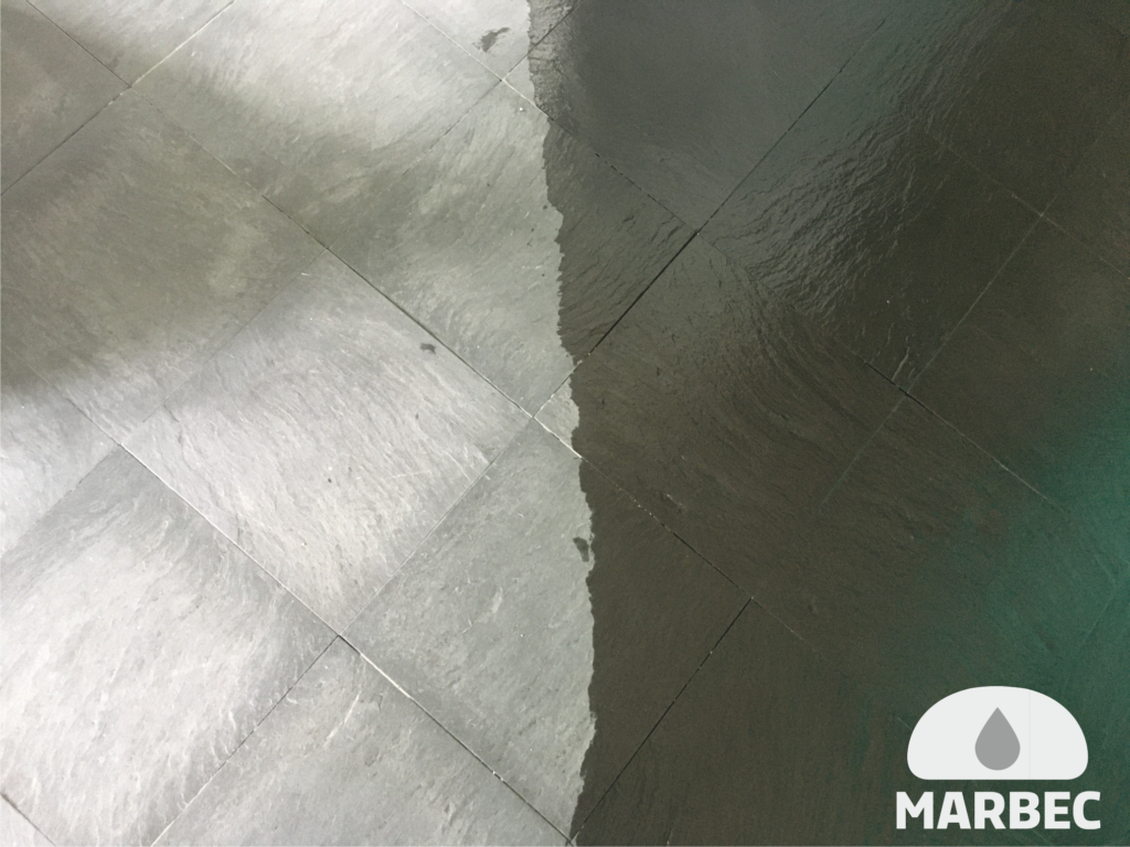 Marbec | slate floor before and after treatment